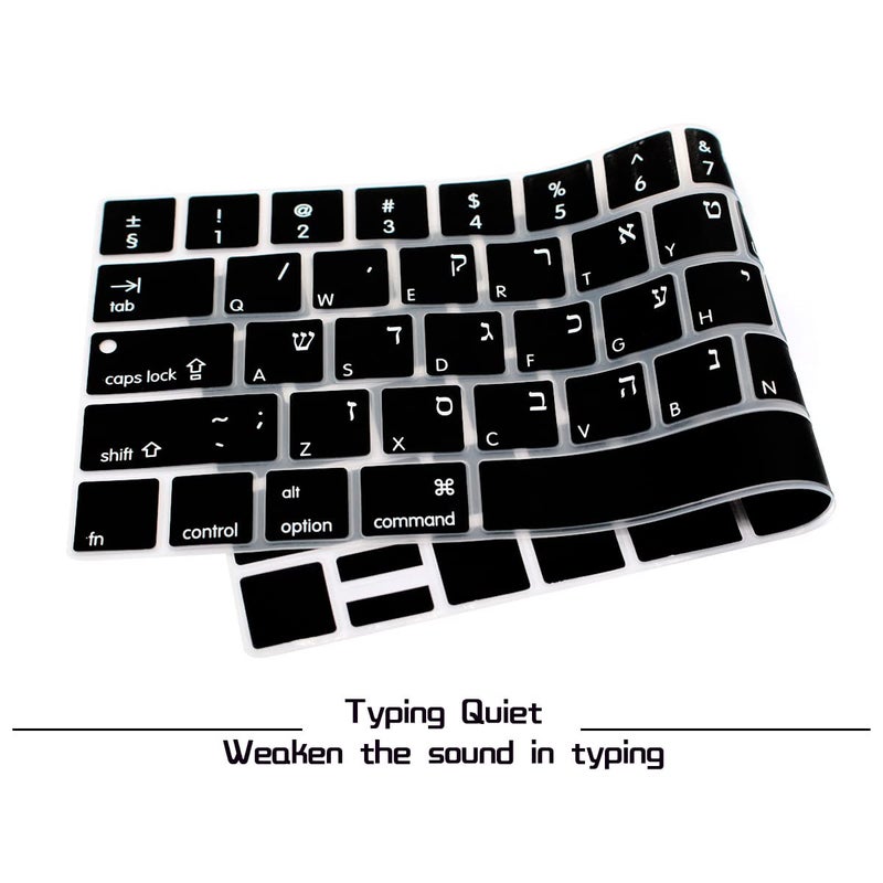 HRH Hebrew Language Silicone Keyboard Cover Skin for MacBook Pro with Touch Bar 13 Inch and 15 Inch (A1989/A1706/A2159,A1990/A1707) 2019 2018 2016 2017 Release with Touch ID,Both European/USA Layout - Image 2